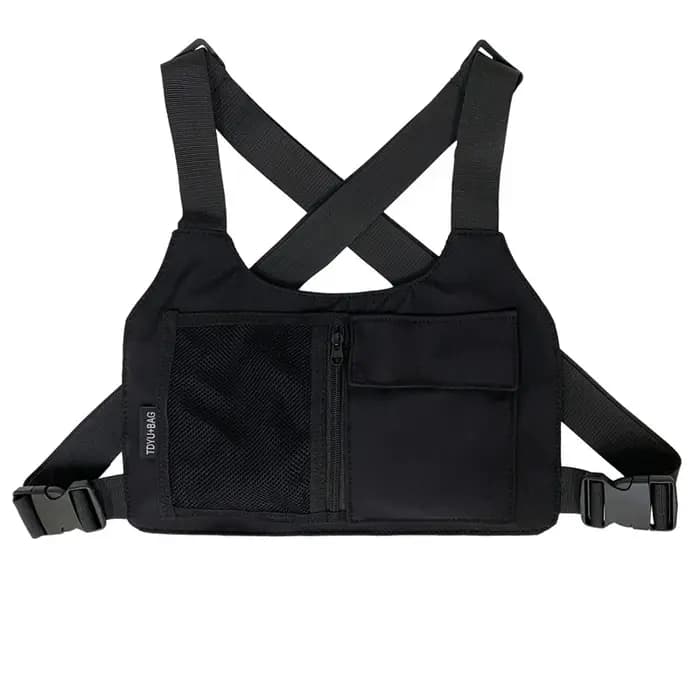 Sac de poitrine unisexe en nylon noir, sac à dos tactique pour sports de plein air, sac banane stree
