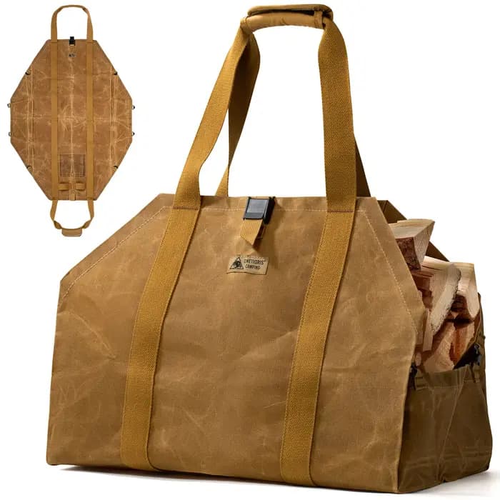 Porte-bois de chauffage 2-en-1 sac de transport de bûches de bois