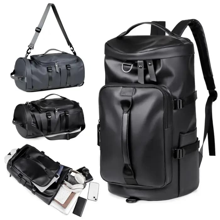 Sac à dos de sport et de voyage polyvalent en cuir PU pour hommes et femmes