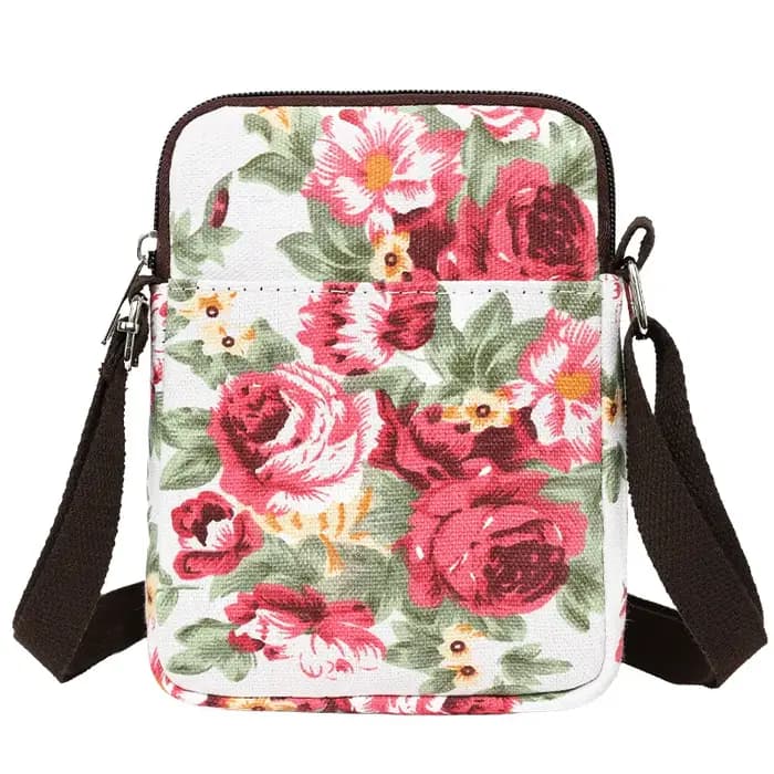 Sac bandoulière en toile à motif floral pour femme