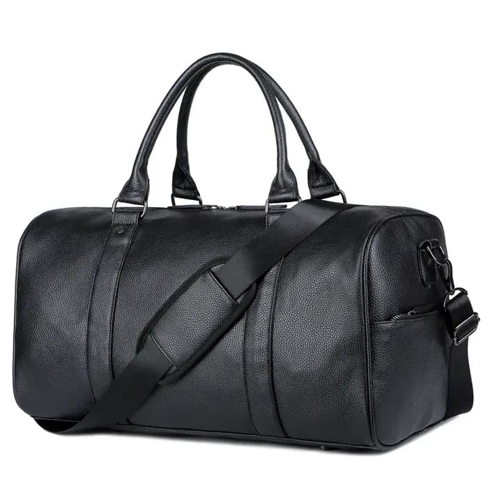 Sac de Voyage Homme Luxe Grande Capacité Sac Polochon en Cuir Portable Durable Sac Bandoulière Sac de Sport Sac à Main Bagage Extérieur