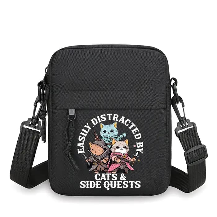 Sac à bandoulière pour homme style japonais vintage motif chat, petit sac bandoulière mode homme, mi