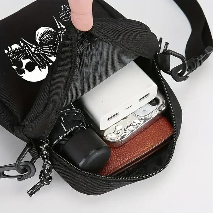 Sac à bandoulière Vintage imprimé tête de mort pour hommes