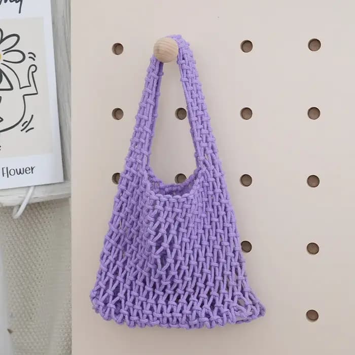 Sac fourre-tout en macramé ajouré style bohème