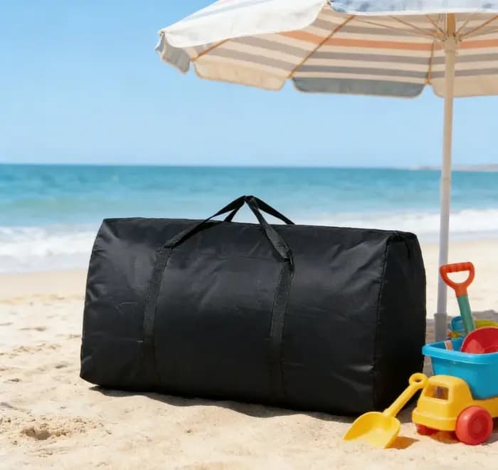 Sac de rangement grande capacité en tissu Oxford université noir pliable et imperméable pour valises voyage camping et organisation d'armoire avec sangles de compression