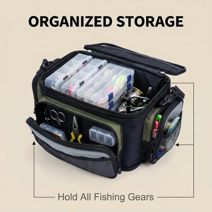 Sac de pêche imperméable HIRISI en Oxford - Grande capacité