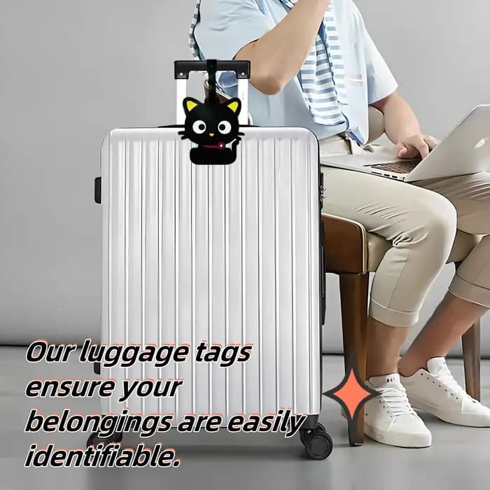 Étiquette de bagage portable motif animaux mignons (chat