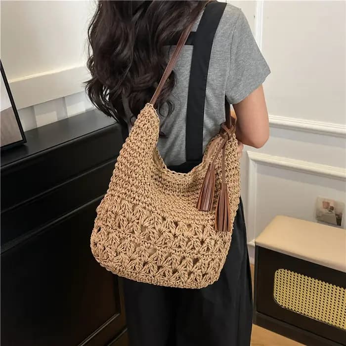 Sac fourre-tout décontracté polyvalent en tissu ajouré pour les vacances à la plage 2026 – Nouveau best-seller grande capacité et durable