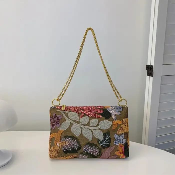 Style ethnique concepteur nouvelle pochette à paillettes pour femmes sac de soirée sac à bandoulière brodé sac de messager sac enveloppe de chaîne d'été