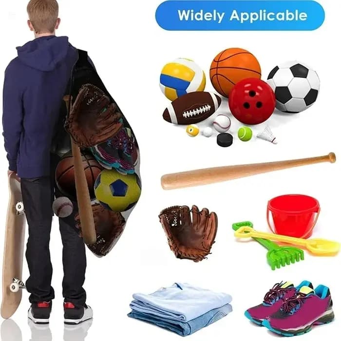 Sac à dos de sport en maille extra large avec cordon de serrage et poche zippée pour le football
