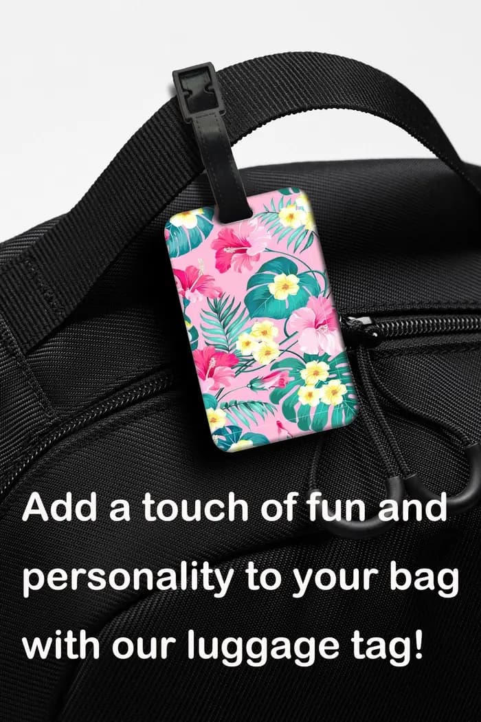 Étiquette de bagage motif fleurs et plantes