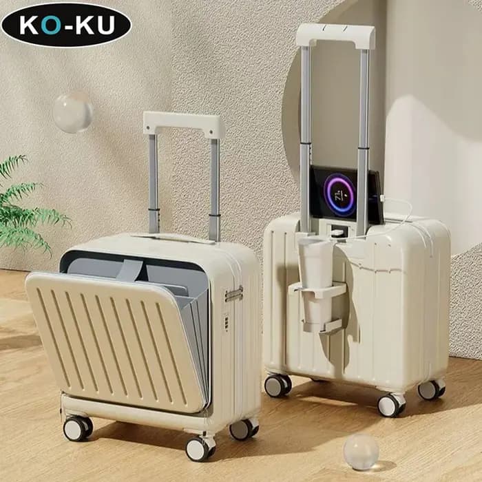 KU valise à main ouverture avant 18 pouces boîte d'embarquement support de verre Interface USB boîtier de chariot mot