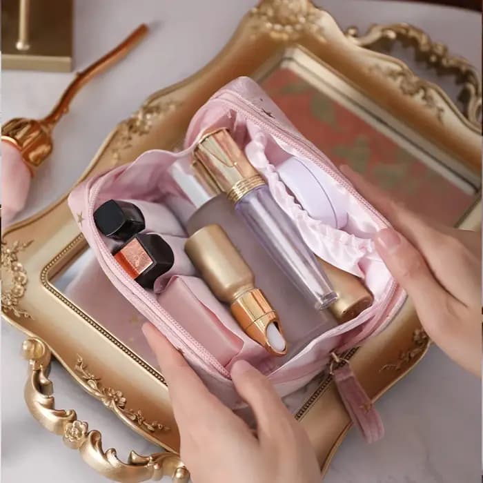 Trousse de maquillage en velours pour fille