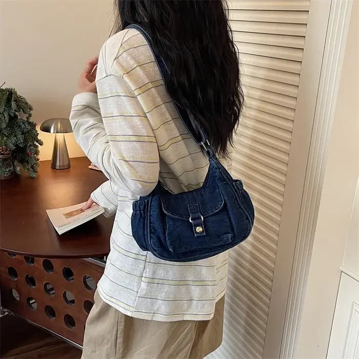 Sac fourre-tout en jean grande capacité pour femme