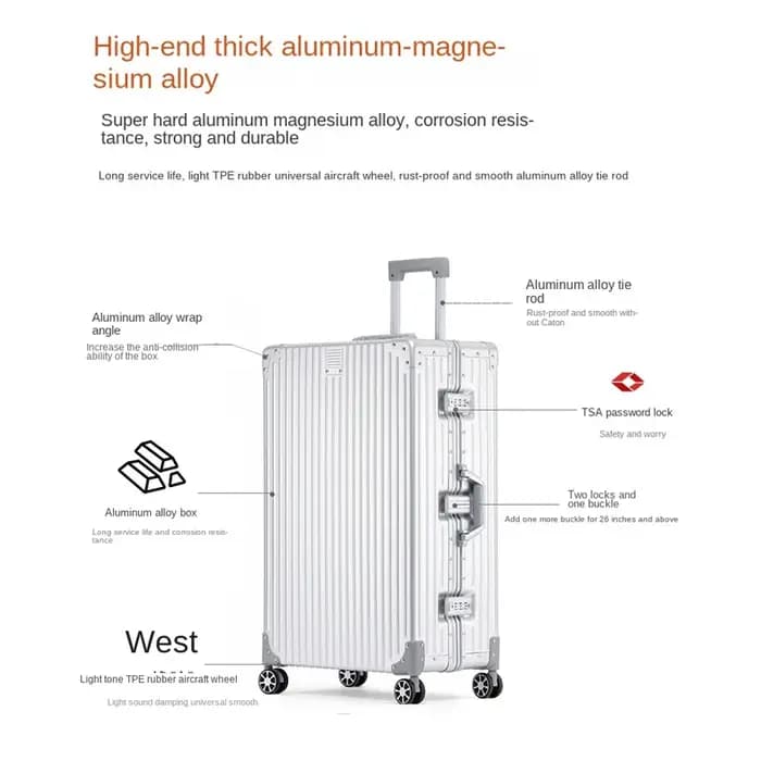 Valise en alliage d'aluminium et de magnésium