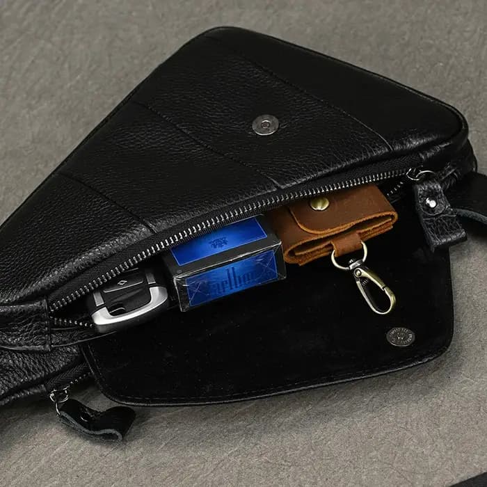 Luufan-Sac de poitrine en cuir véritable pour homme