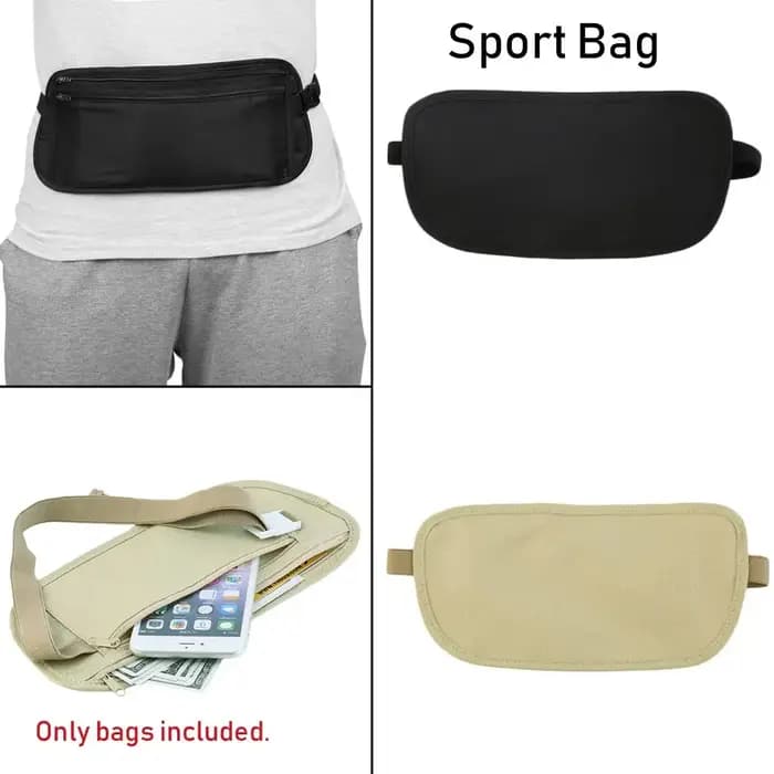 Sac banane discret en tissu, pochette de voyage antivol, ceinture porte-monnaie, portefeuille, sac de poitrine de sécurité pour passeport