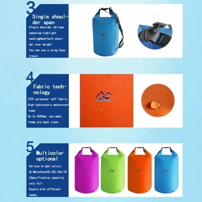 Sac étanche de 5L à 40L pour le camping