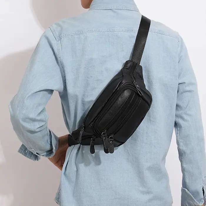 Sac bandoulière en cuir véritable pour homme