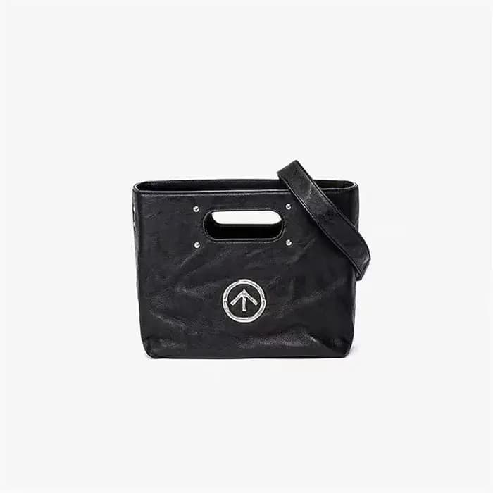 Sac fourre-tout GROTTO en pierre noire, sac à main polyvalent et simple Bigpeace, sac à bandoulière
