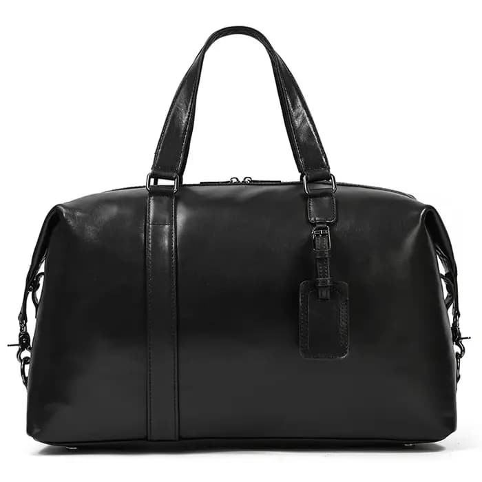 MAHEU – sac de voyage noir en cuir de vache pour hommes et femmes