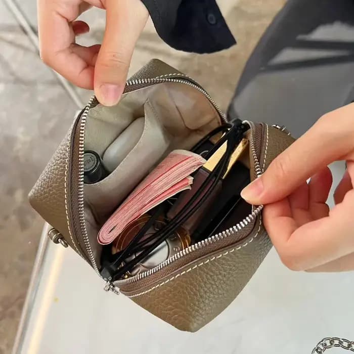 Mini sac à bandoulière en cuir véritable pour femmes