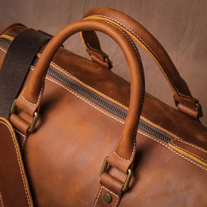 Sacs de voyage rétro en cuir de vachette pour hommes et femmes