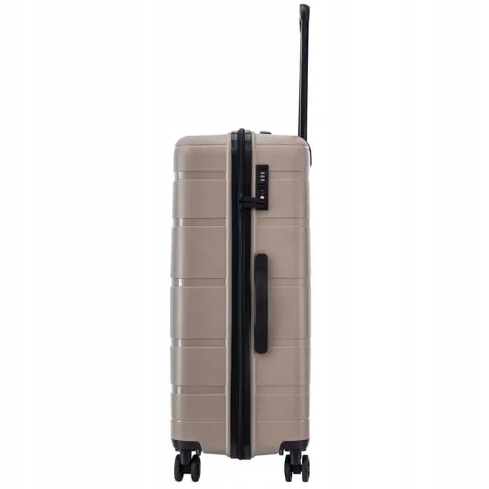 WINGS Valise de voyage en polypropylène beige, bagage à roulettes, 4 roues 24 "TSA