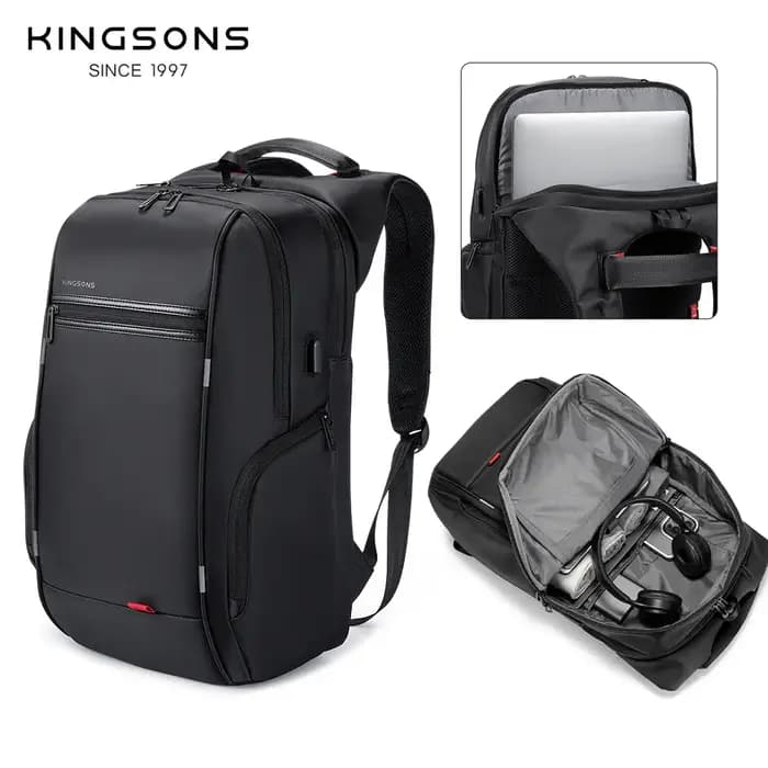 Kingsons hommes sacs à dos 15 ''17'' sac à dos pour ordinateur portable USB chargeur sac antivol sac