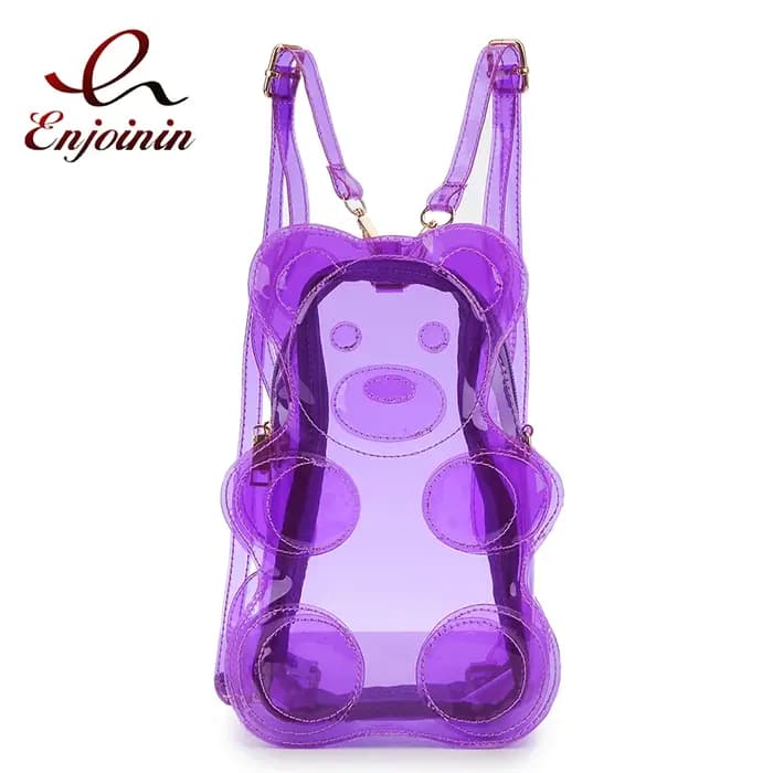 Mini sac à dos transparent en forme d'ours pour femme