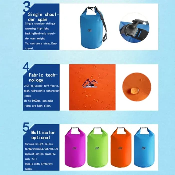 5L10L20L40L70L sac sec étanche de grande capacité pour le Camping à la dépôt randonnée natation Rafting Kayak rivière Trekking sacs