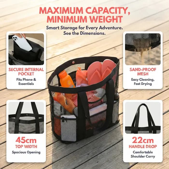Nouveau sac de rangement pour jouets de plage grande capacité