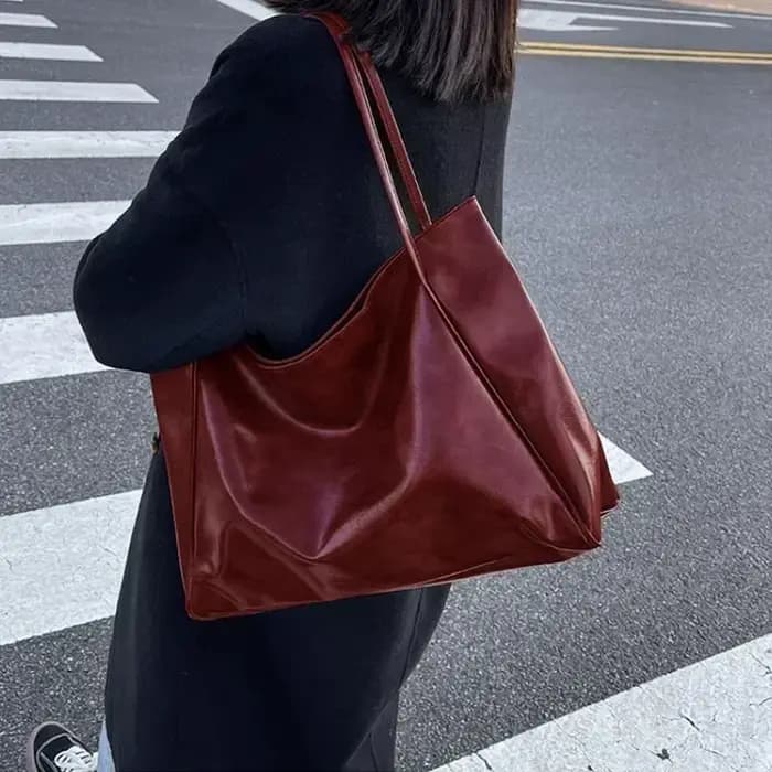 Grand sac pour femme, pochette sous le bras tendance, grande capacité, sac à bandoulière en cuir PU souple, sac rétro à bandoulière, sac seau décontracté et portable