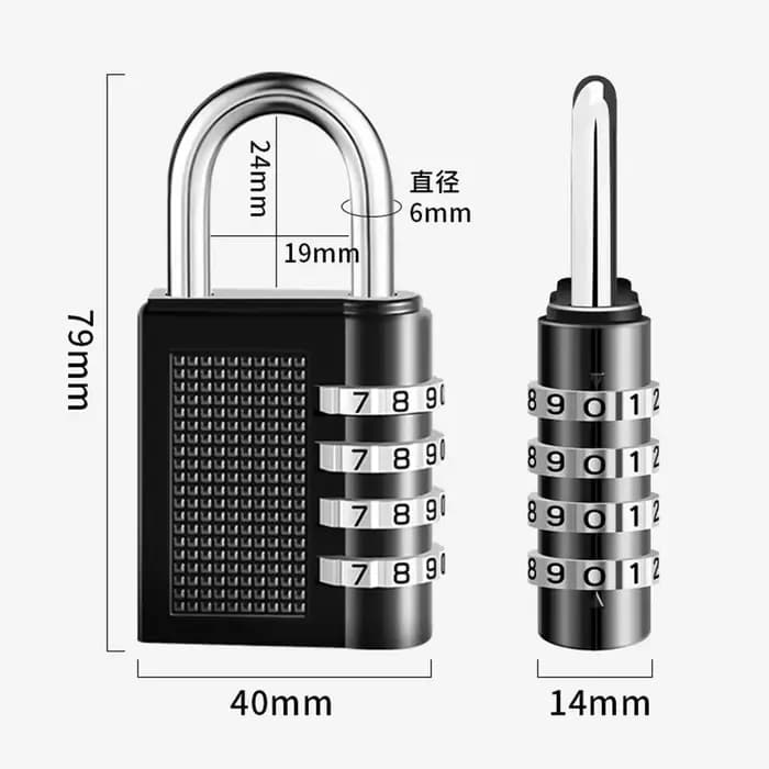 Nouveau métal 4 chiffres Code serrure extérieure étanche cadenas valise bagages