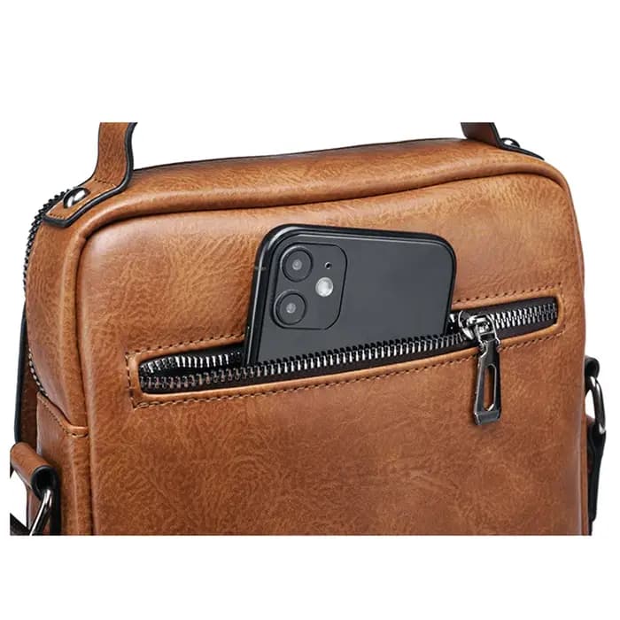 Sac messager en cuir PU de qualité supérieure pour homme WEIXIER - Vintage