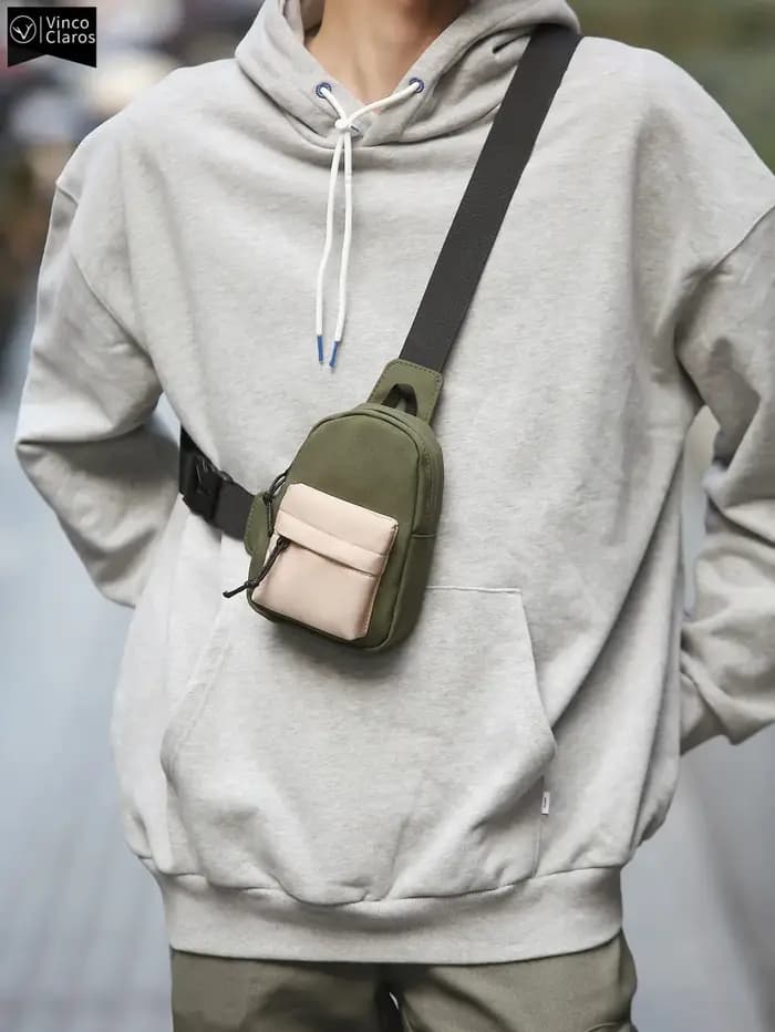 Mini sac de poitrine contrasté à la mode pour hommes