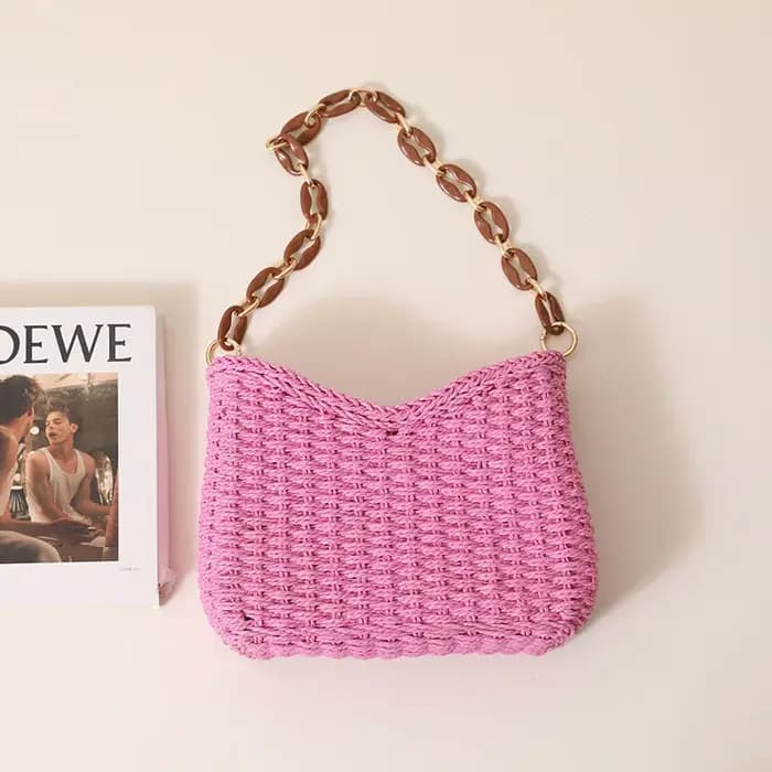 Petit sac sous les aisselles tissé violet frais pour femmes