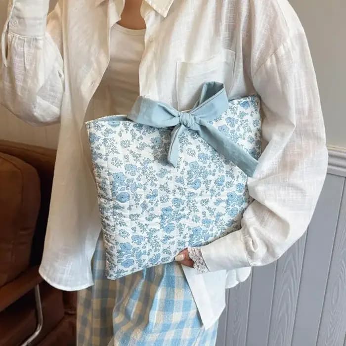 Trousse de maquillage en tissu à imprimé floral pour femme