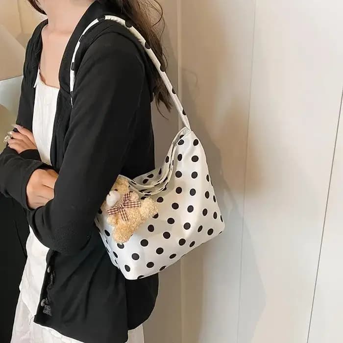 Sac fourre-tout à pois en tissu Oxford