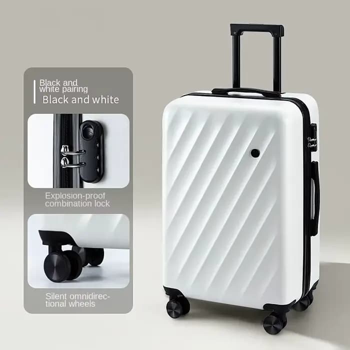Valise à roulettes grande capacité 24 pouces avec roues multidirectionnelles silencieuses et serrure à combinaison, valise cabine