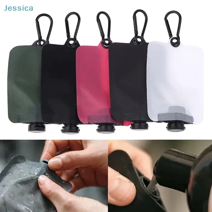 ♥ Pochette pour liquide pliable – Récipient de voyage réutilisable de gros calibre pour articles de toilette, liquides et utilisation en extérieur