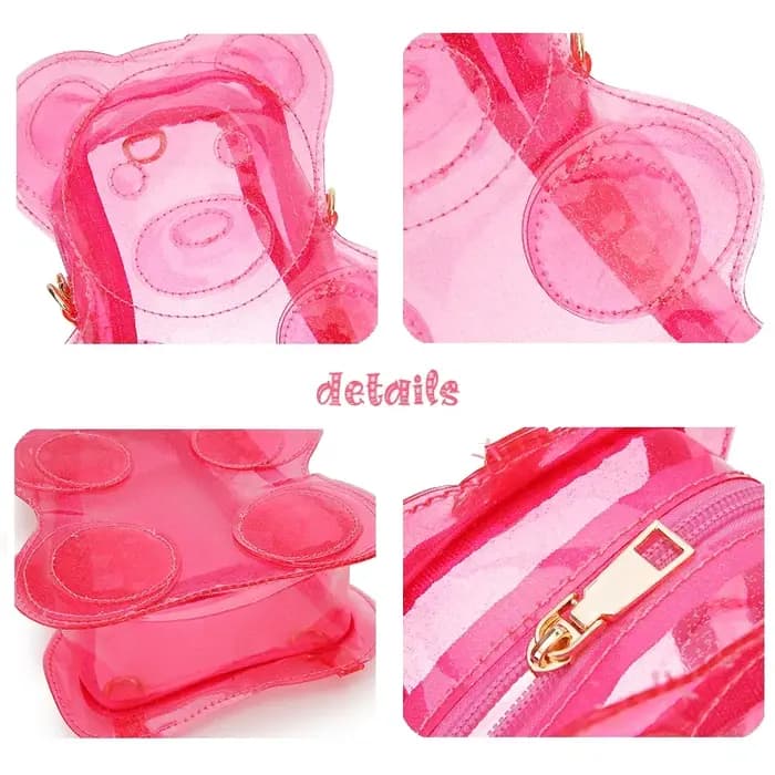 Mini sac à dos transparent en forme d'ours pour femme