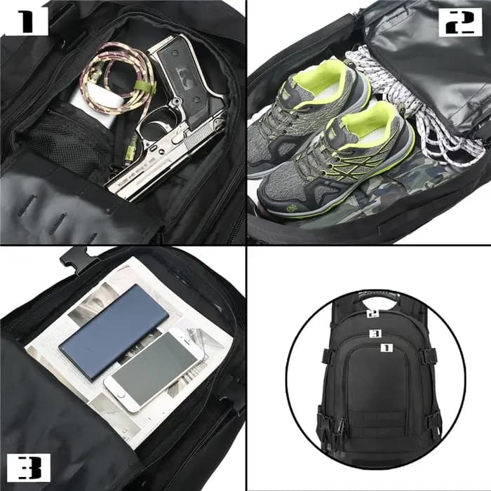 LQARMY 60L hommes armée militaire tactique sac à dos 3P Softback en plein air randonnée Camping sac à dos chasse