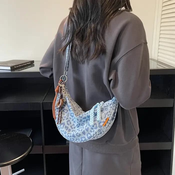 Nouveau sac bandoulière en toile imprimé léopard pour femme