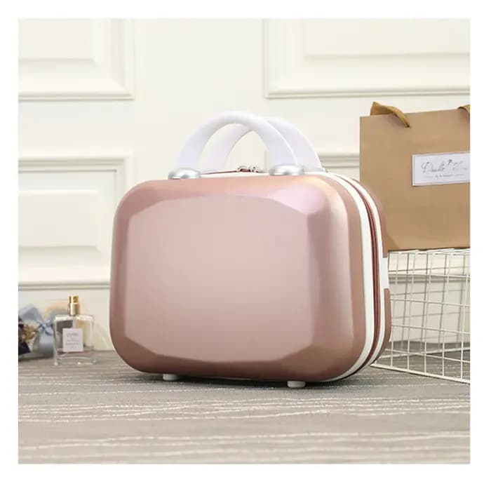 Sac à cosmétiques rose/bleu/violet/kaki de 14 pouces, petite valise de voyage pour femmes, matériau
