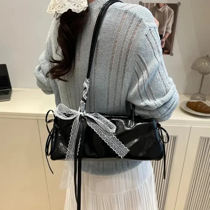 Sac carré français élégant avec nœud coréen