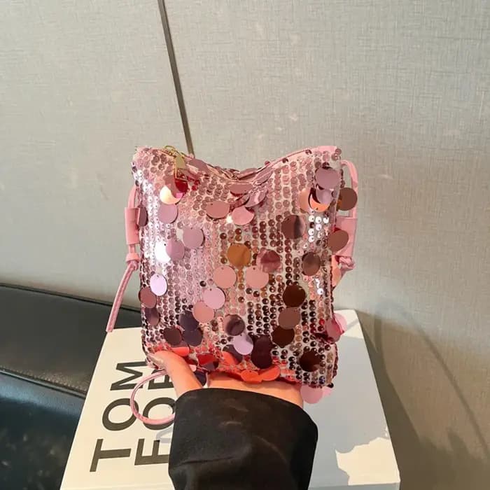 Nouveau sac mini bandoulière à sequins pour femme, sac de soirée brillant et scintillant, sac carré