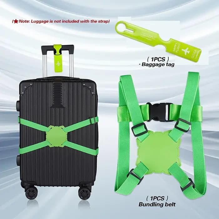 Ensemble de 2 sangles de bagage + étiquette de bagage