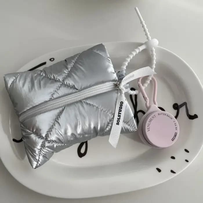 Mini sac à cosmétiques matelassé en coton