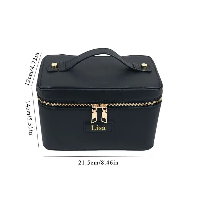 Sac à cosmétiques en cuir pu avec nom personnalisé